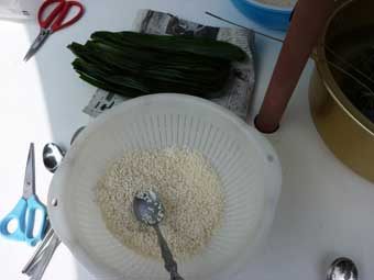 笹巻き作り材料-笹と餅米